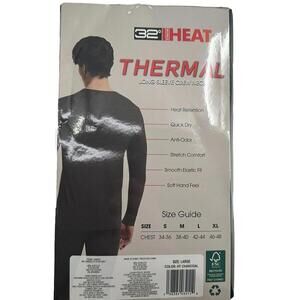 32 Degrees Heat Mens Thermal Long Sleeve Crew Neck Top, Heather Charcoal, L, 2pk